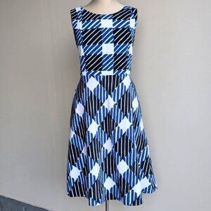 Talbots Checkered Geometric A-line Sleeveless Dress